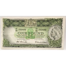 AUSTRALIA 1954 . ONE 1 POUND BANKNOTE . COOMBS/WILSON . FIRST PREFIX HA00